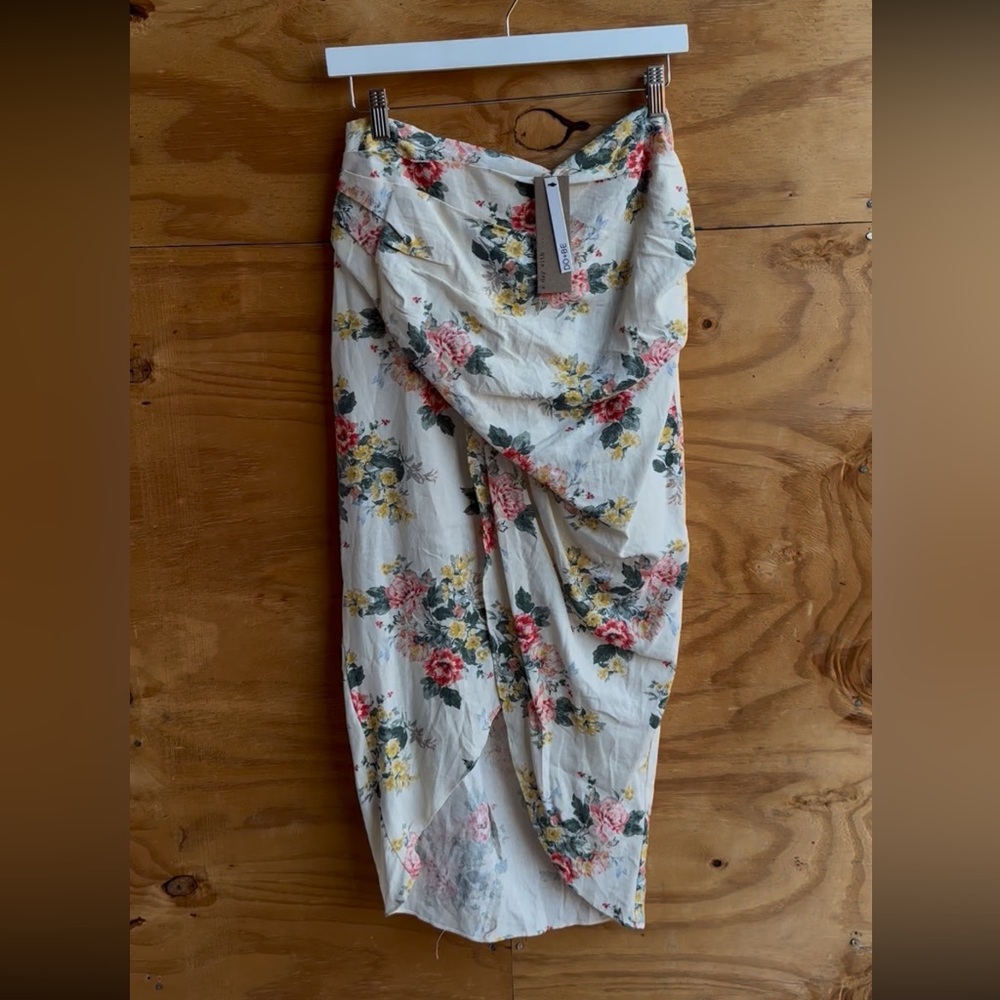 NWT Linen Blend Floral Skirt - Picture 5 of 9
